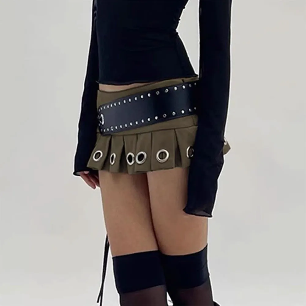 Grunge Eyelet Pleated Micro Skirt