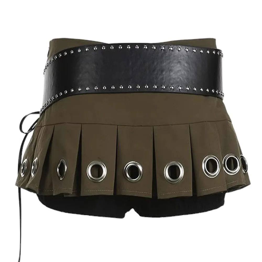 Grunge Eyelet Pleated Micro Skirt