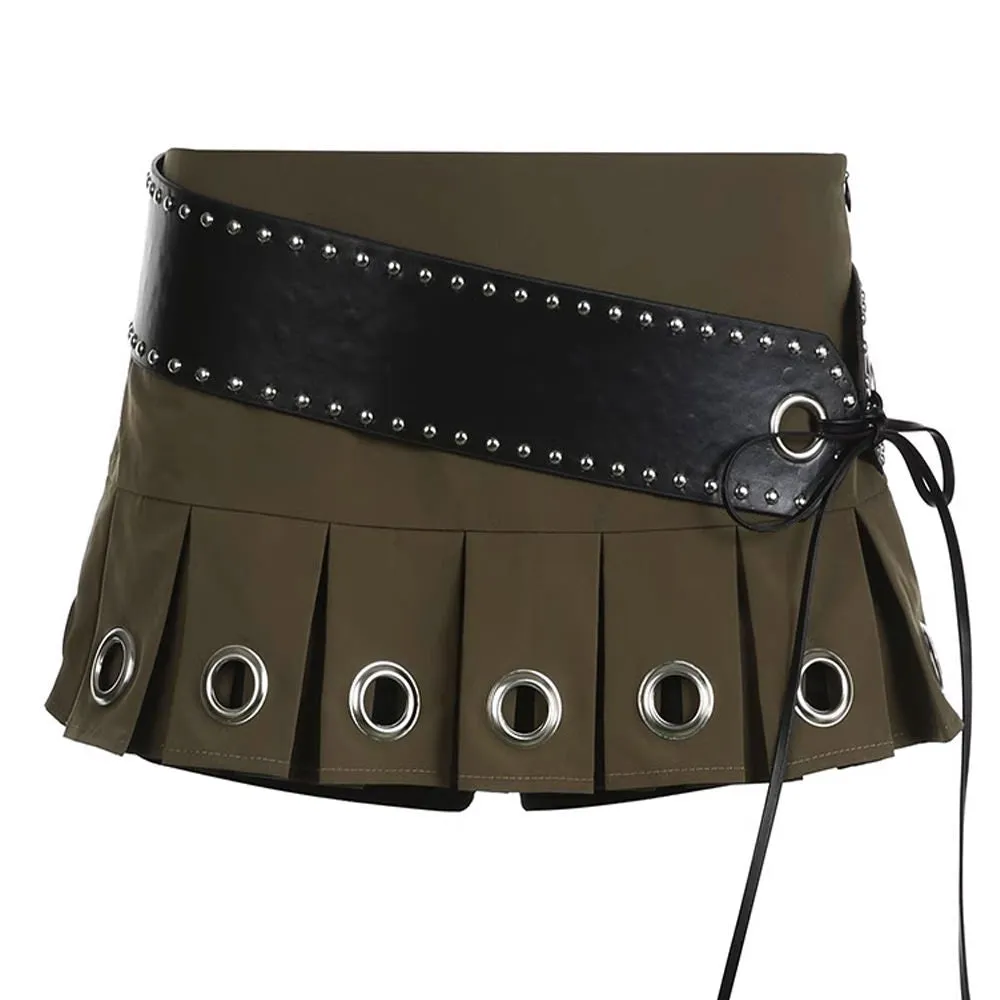 Grunge Eyelet Pleated Micro Skirt