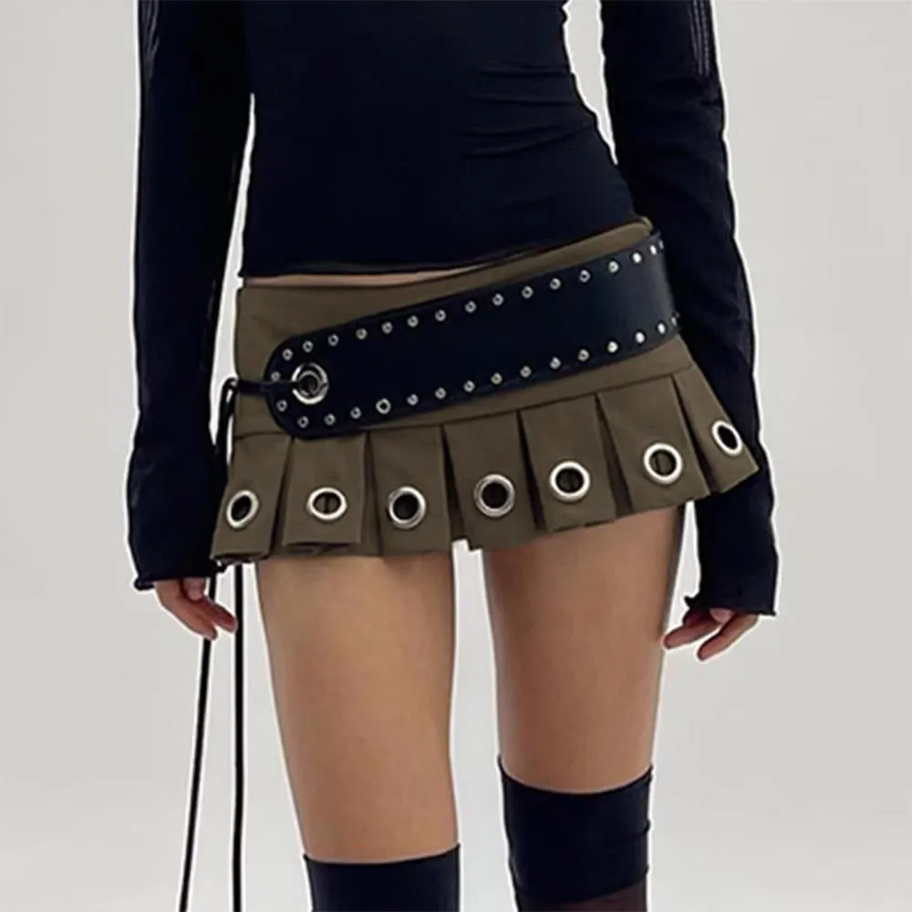 Grunge Eyelet Pleated Micro Skirt