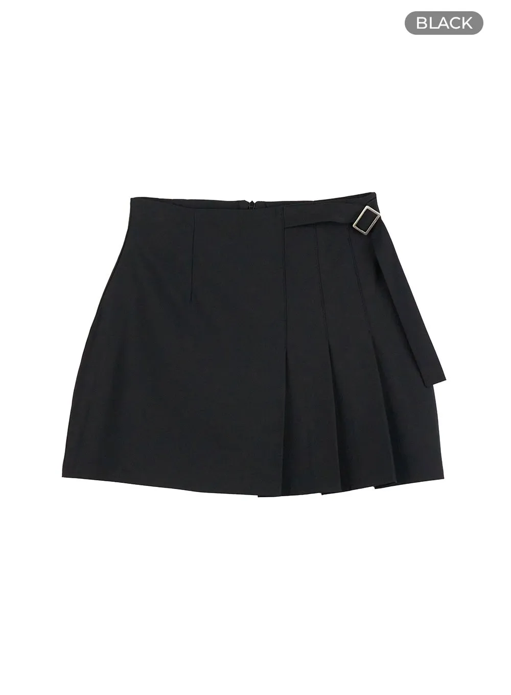 Half Pleated Belted Mini Skirt OL423