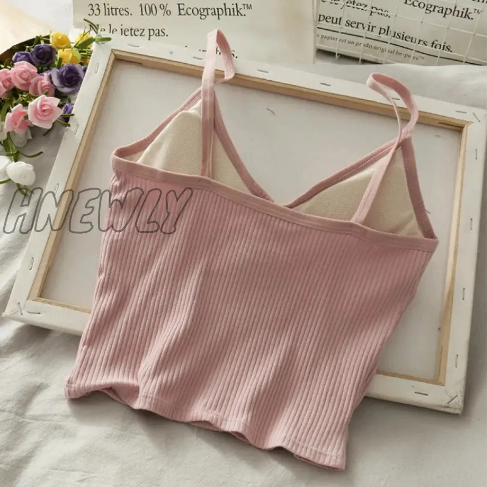 Hnewly Woman Knitted Tank Top Women Strap Vest Sexy Female Knitting Crop Top