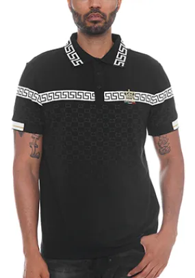 Italian Print Collared Polo Shirt