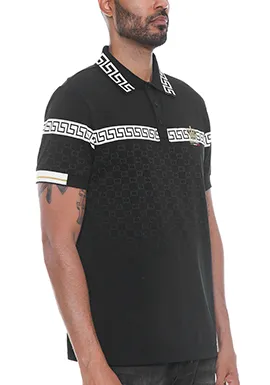 Italian Print Collared Polo Shirt