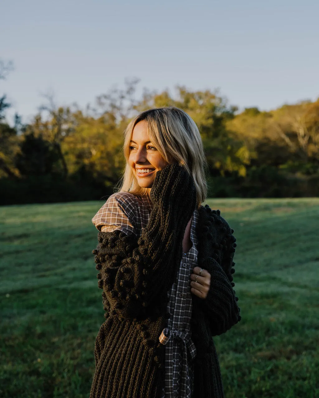 June Dress in Beige Plaid