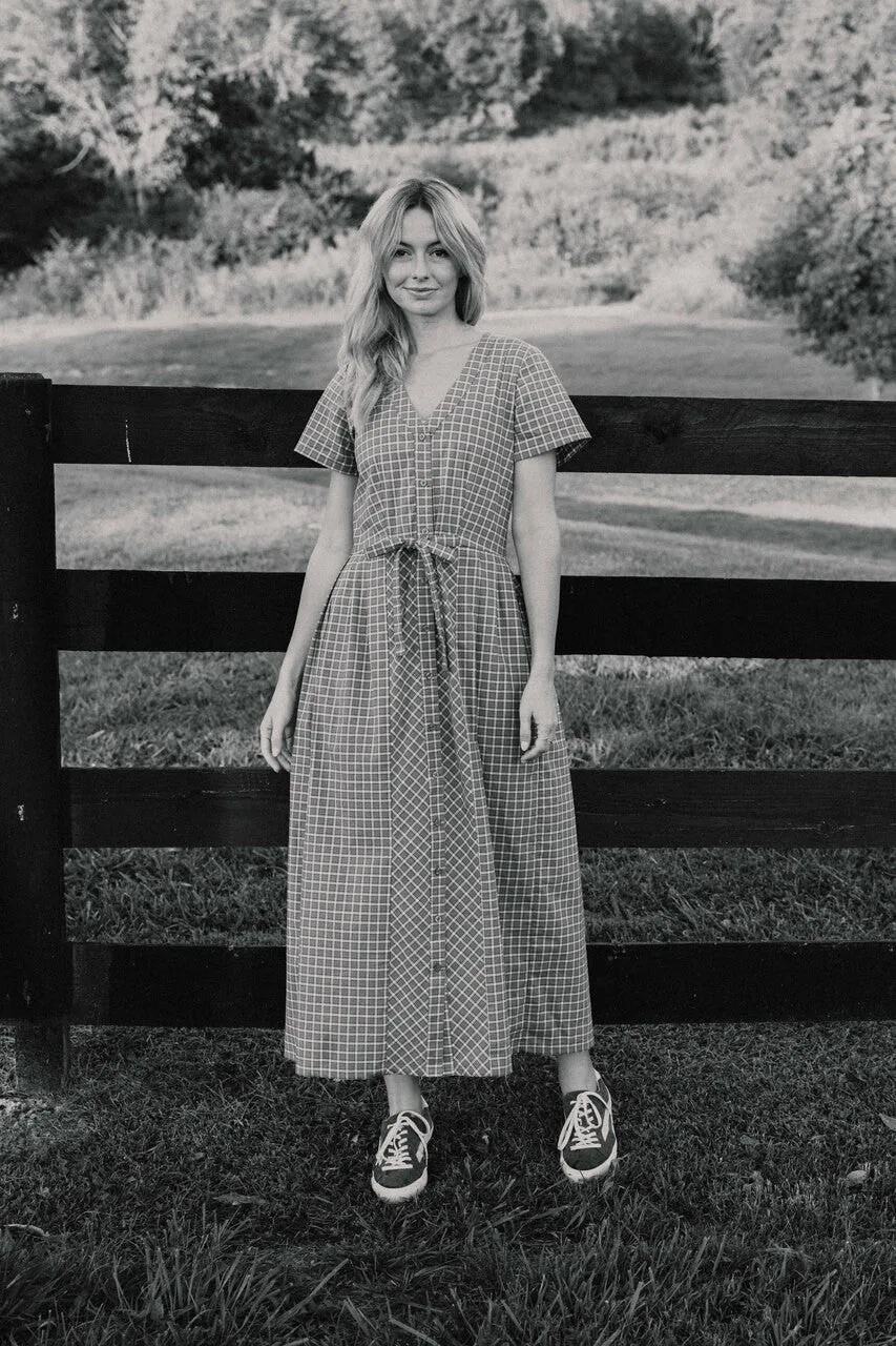 June Dress in Beige Plaid