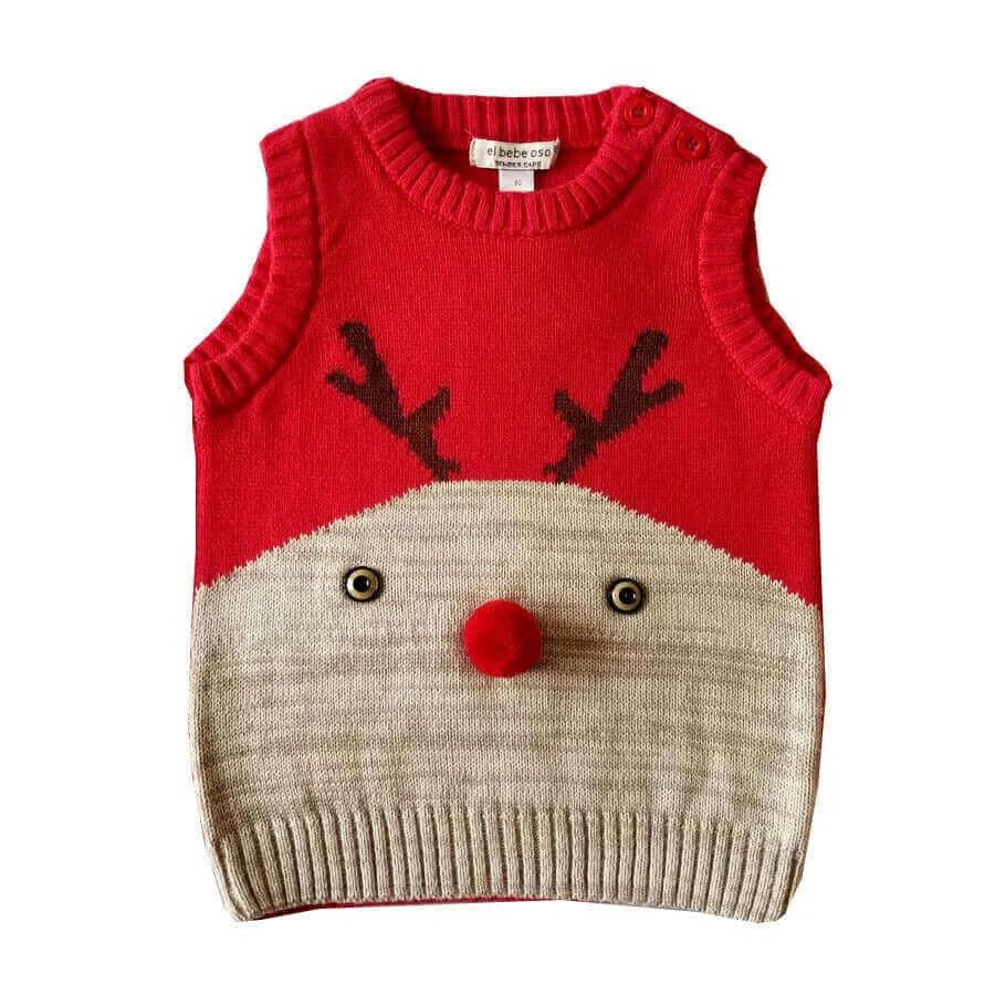 kids sweaters sleeveless new year sweater knitted baby vest toddler