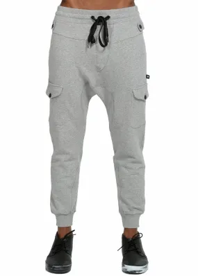 Konus Men's Drop Crotch Cargo Pockets Sweatpants in Gray