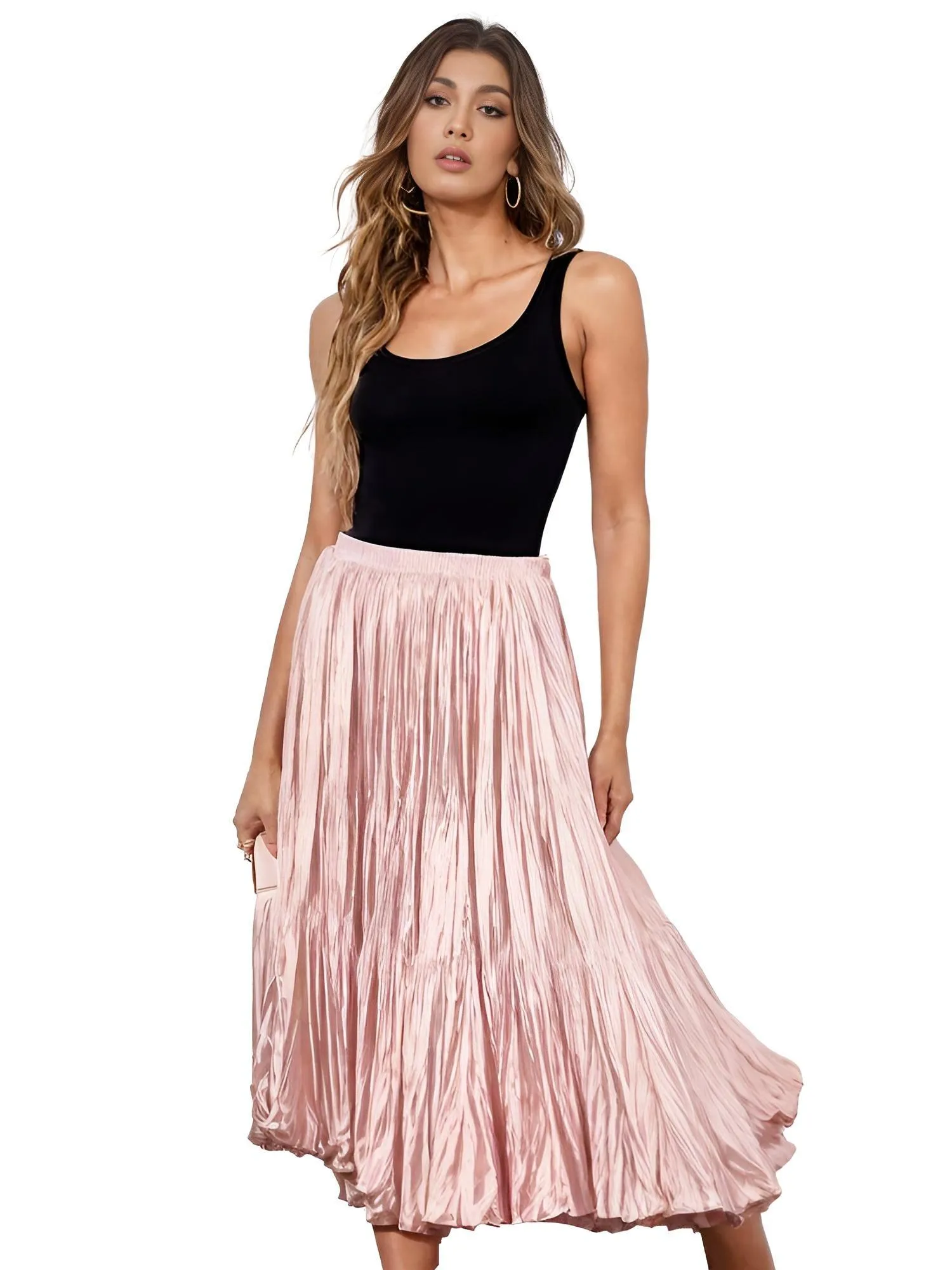 Large Hem Folds A-line Pleated Women's Skirt - In 15 Colors!