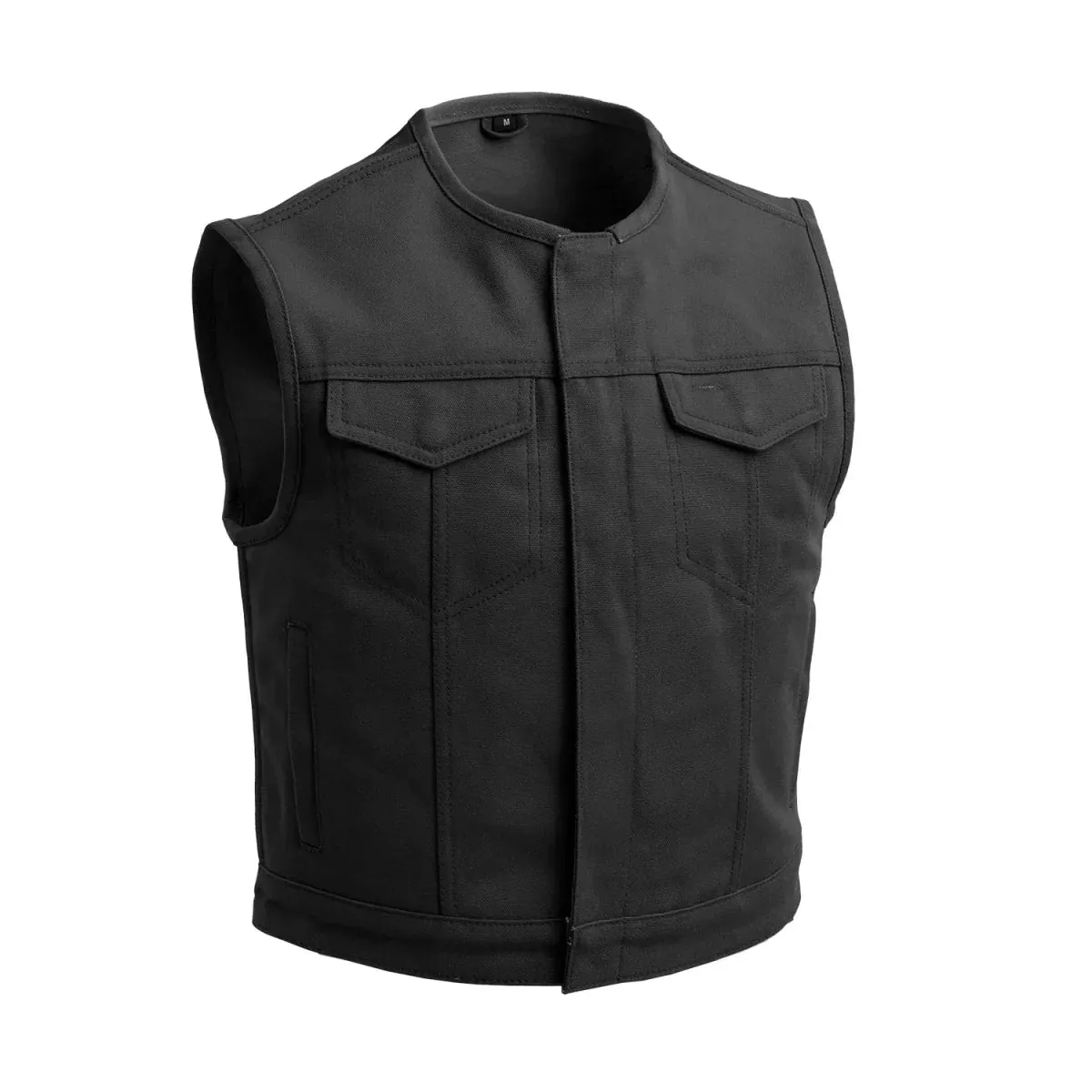 Lowside Black Men's Motorcycle Canvas Vest - Extreme Biker Leather