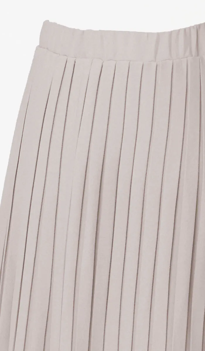 Lulu Pleated Long Maxi Skirt - Latte