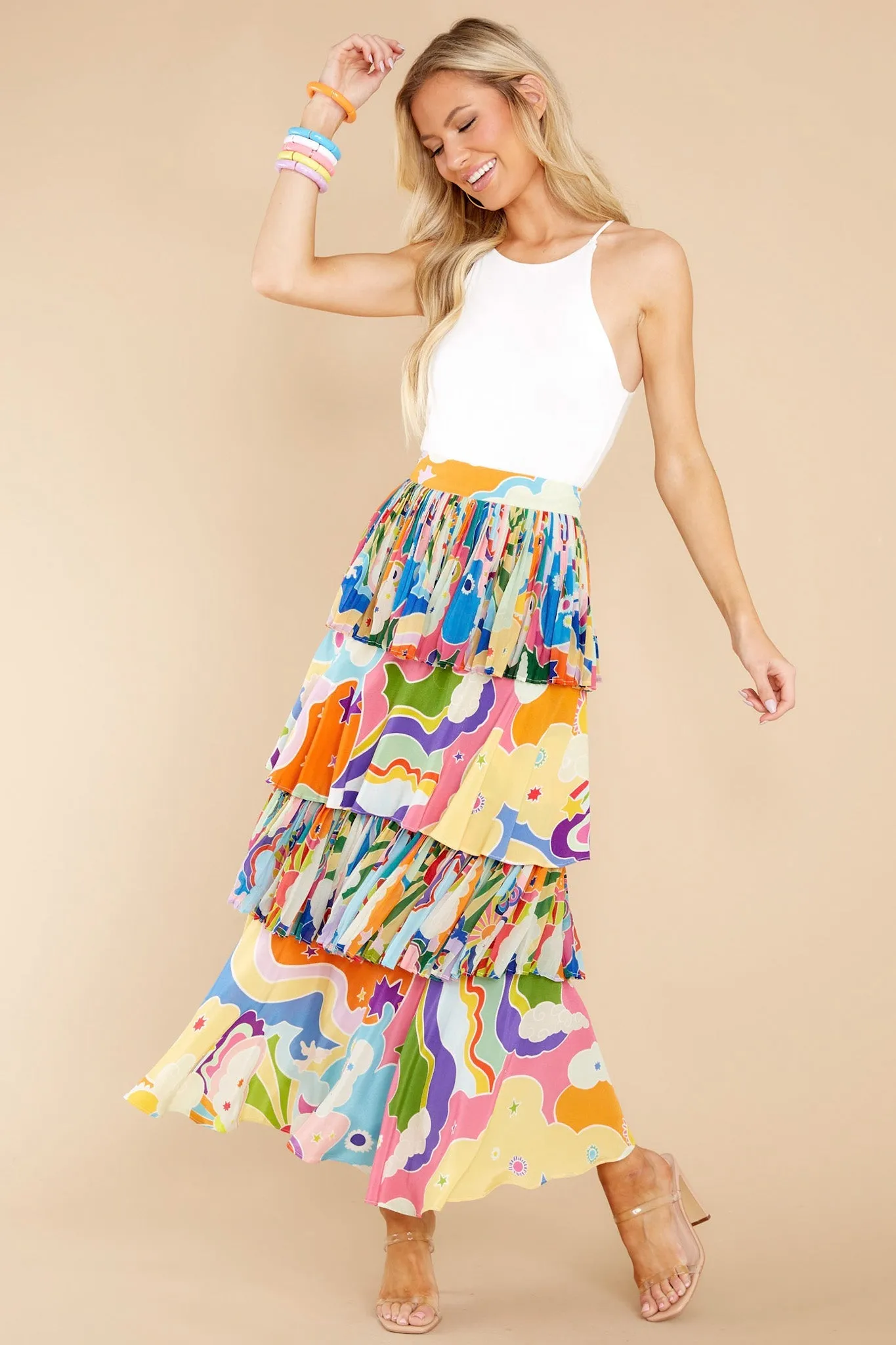 Luna Orange Multi Skirt