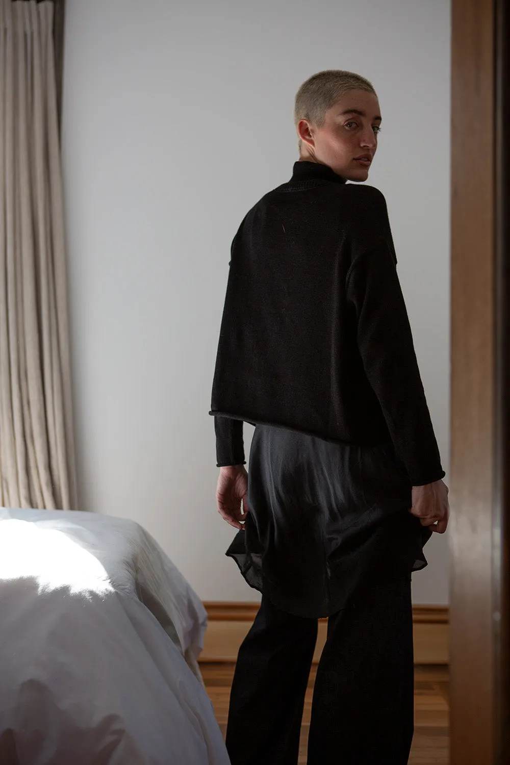 Matilda Pima Cotton Turtleneck in Black