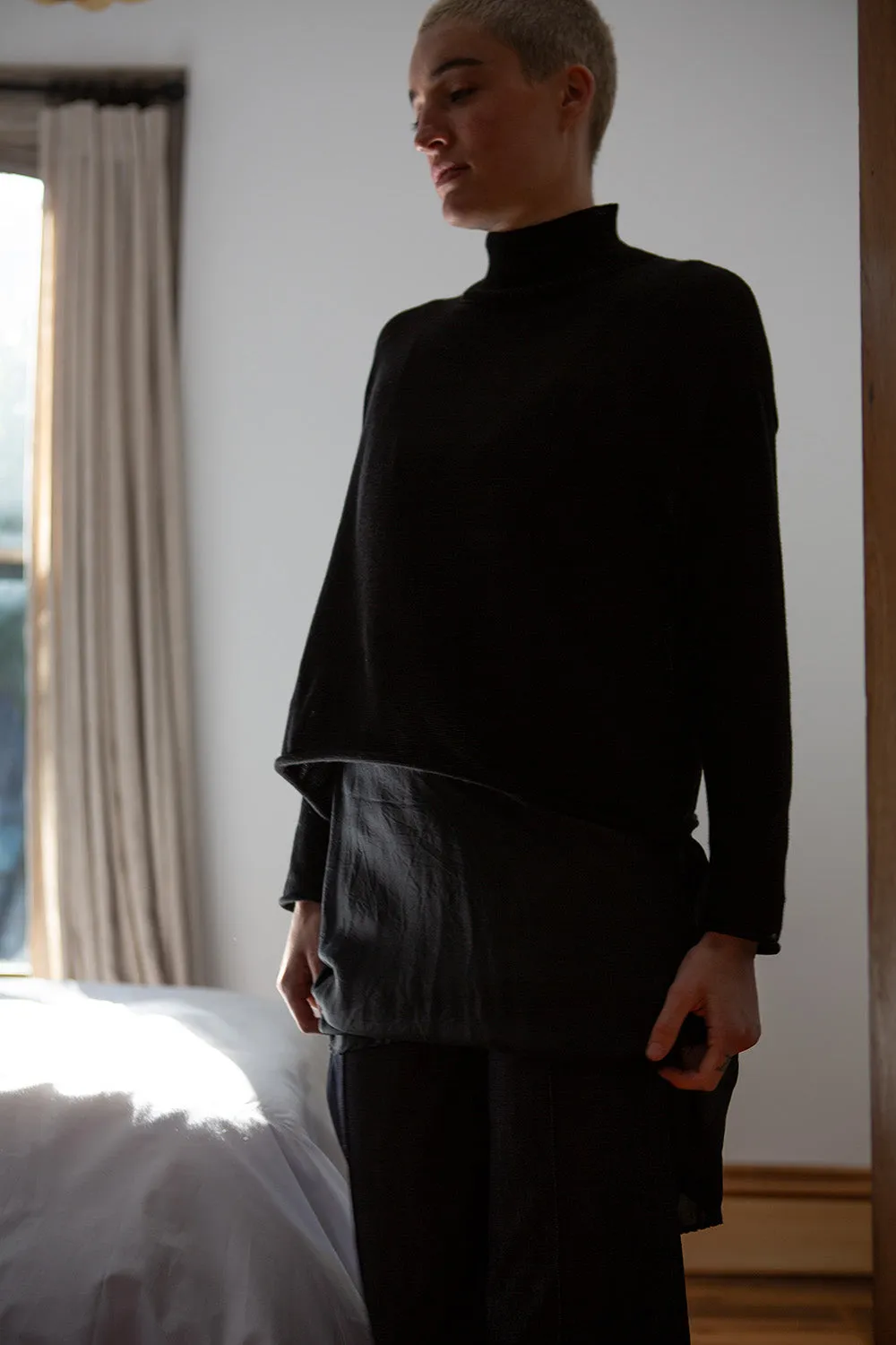 Matilda Pima Cotton Turtleneck in Black