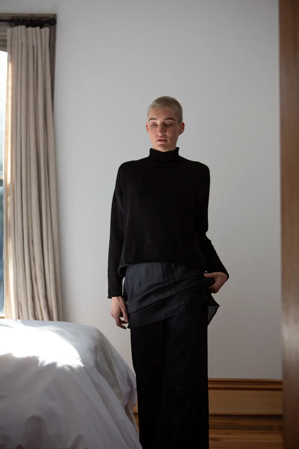 Matilda Pima Cotton Turtleneck in Black