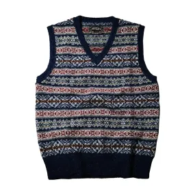 Men's Fair Isle Knitted Vest Retro Sleeveless V-neck Jumper