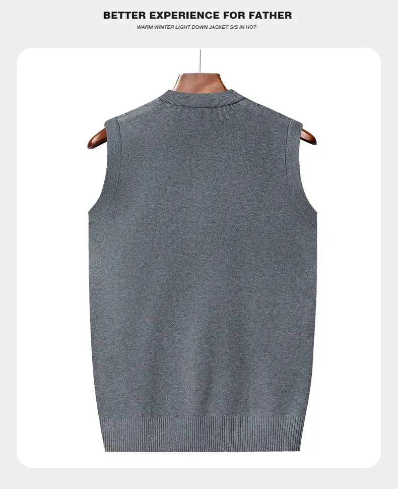 Men's Thickened Casual Sweater Tank Top Autumn and Winter Warm Men's V-neck Tank Top