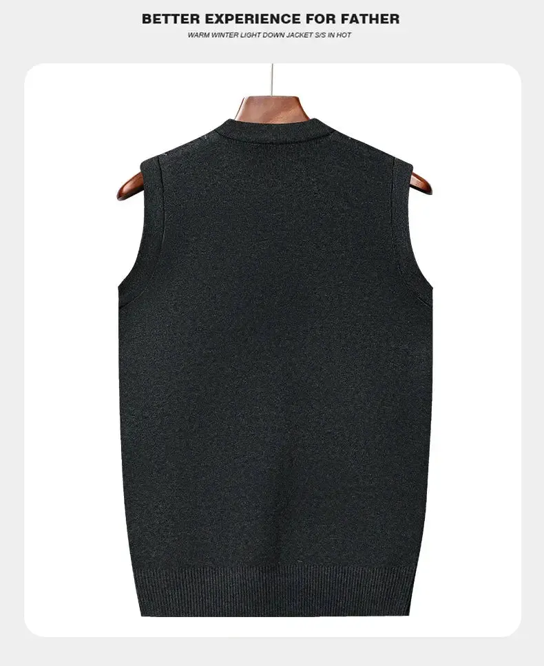 Men's Thickened Casual Sweater Tank Top Autumn and Winter Warm Men's V-neck Tank Top