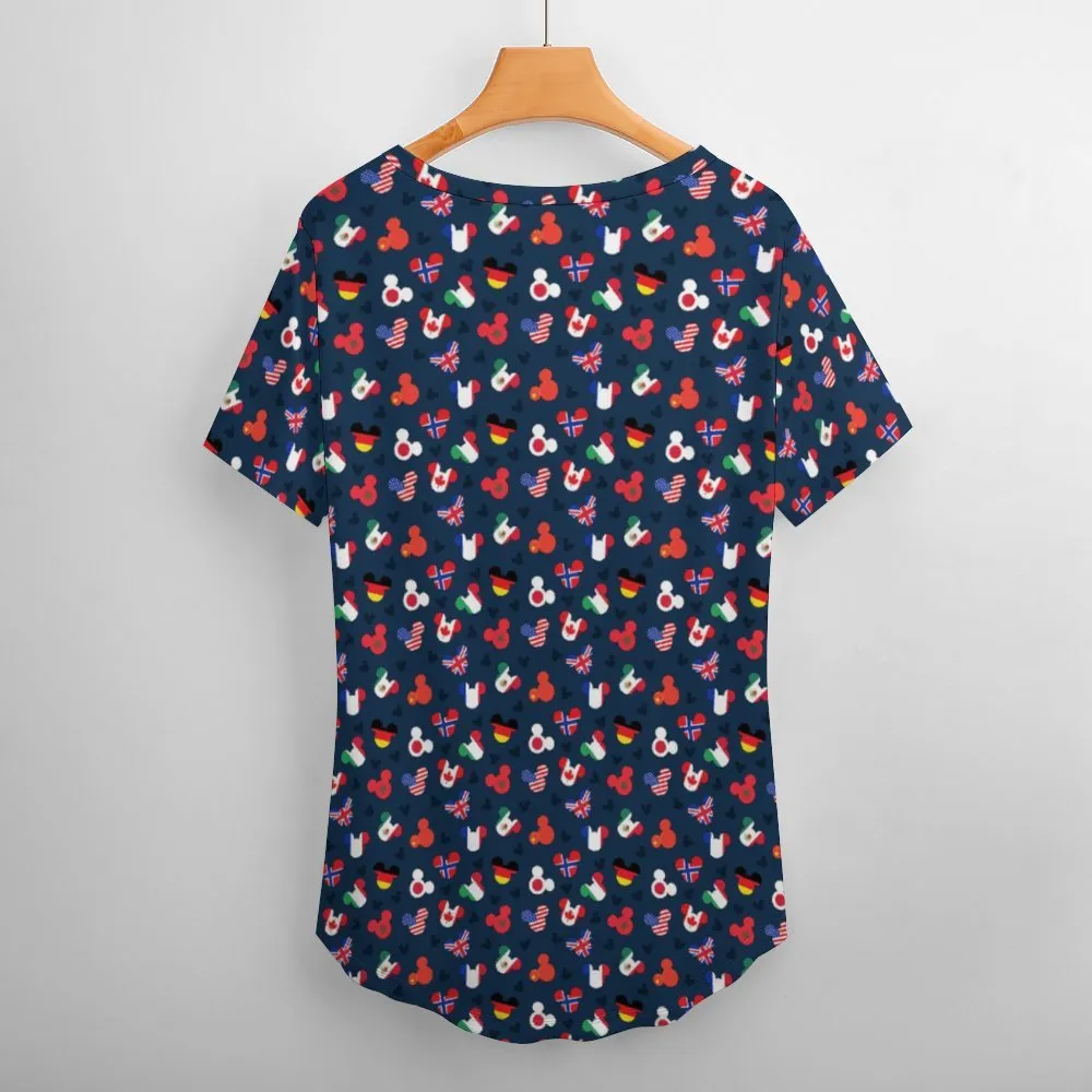 Mickey Flags Women's V-Neck T-Shirt