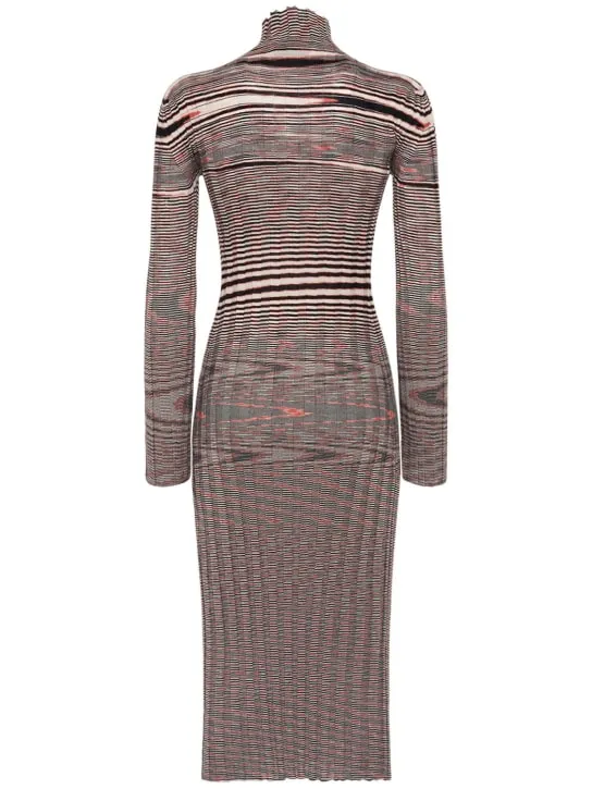 Missoni   Ribbed cashmere turtleneck midi dress 