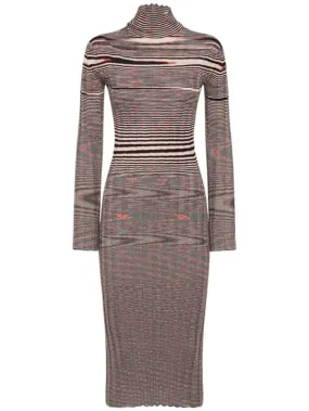 Missoni   Ribbed cashmere turtleneck midi dress 