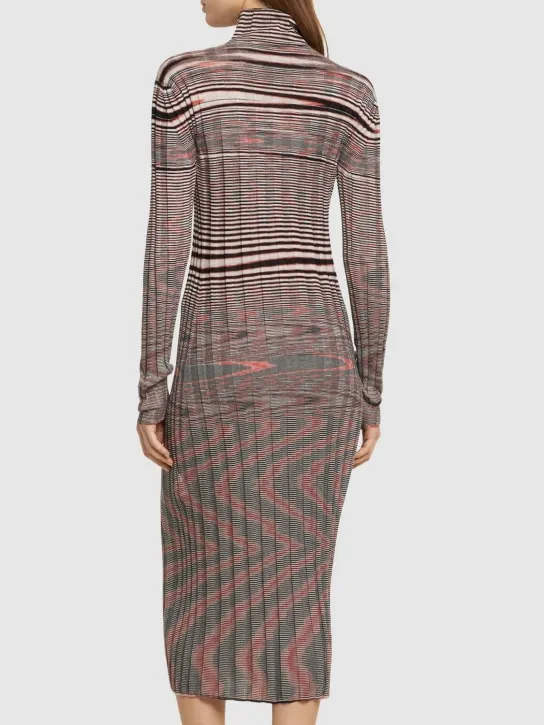 Missoni   Ribbed cashmere turtleneck midi dress 