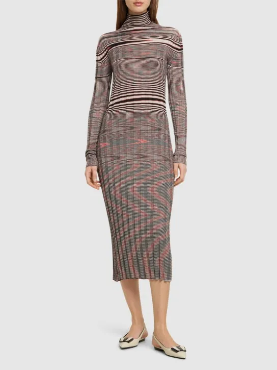 Missoni   Ribbed cashmere turtleneck midi dress 