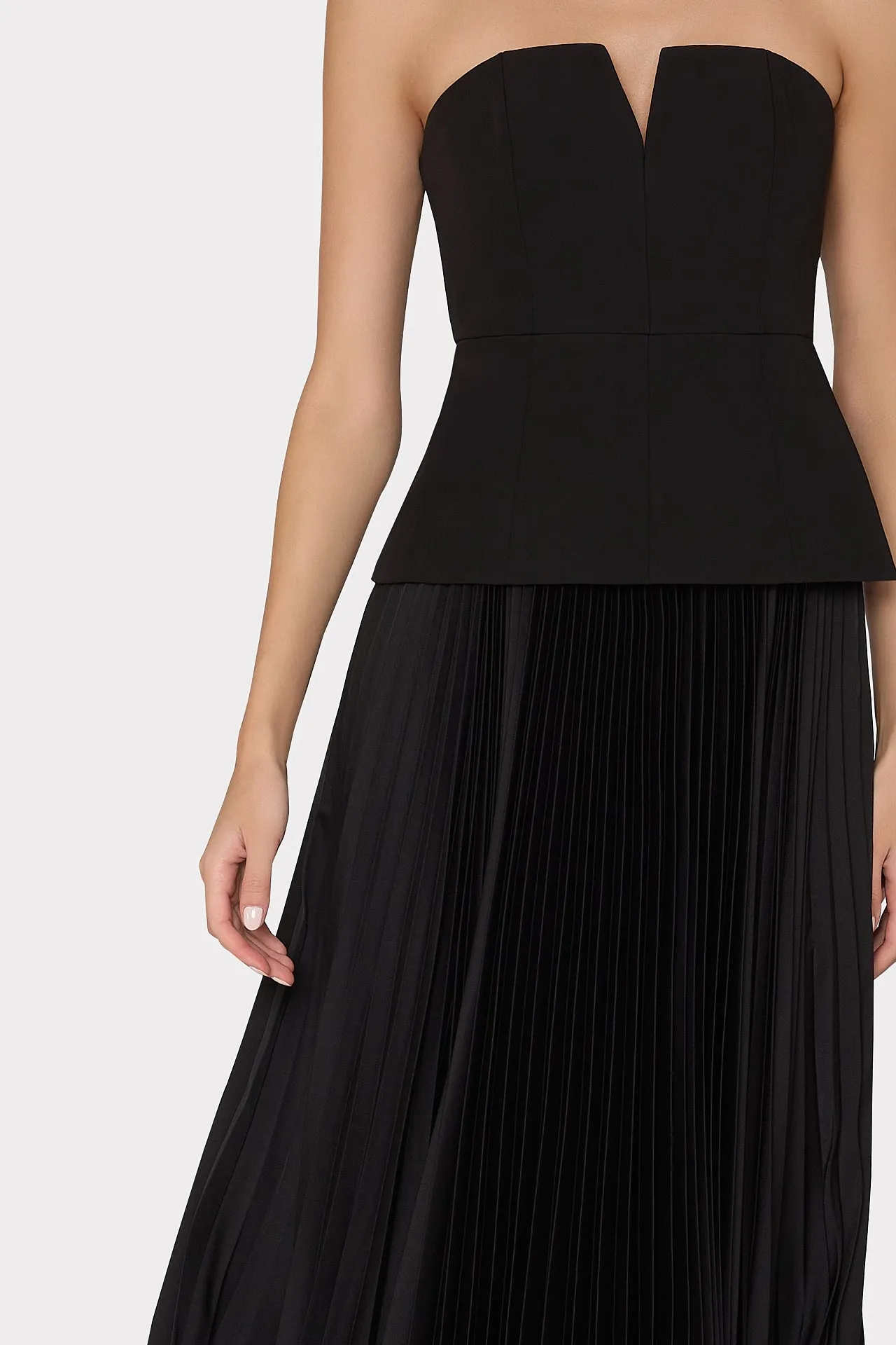 Novalee Strapless Pleated Maxi Dress