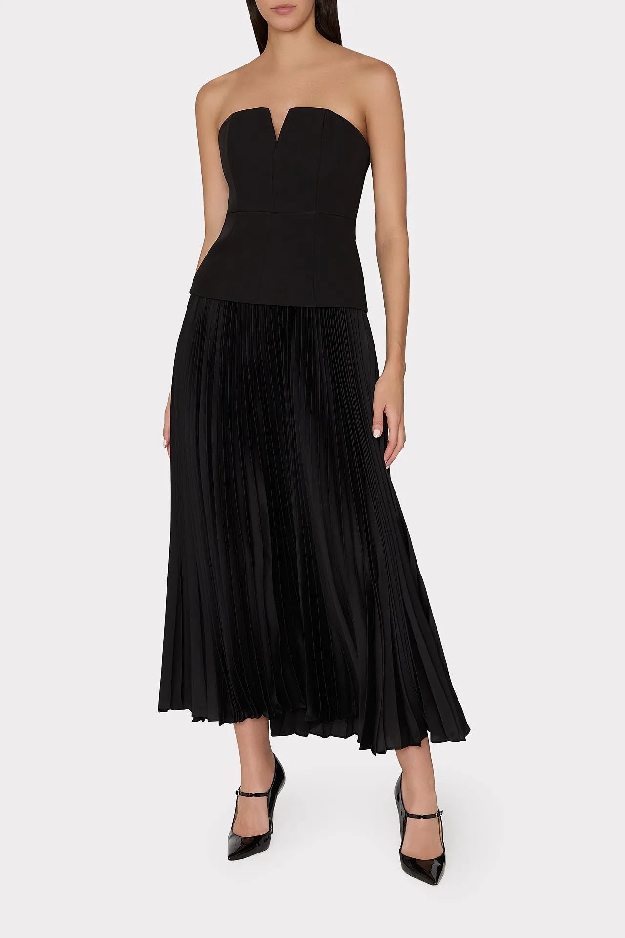 Novalee Strapless Pleated Maxi Dress