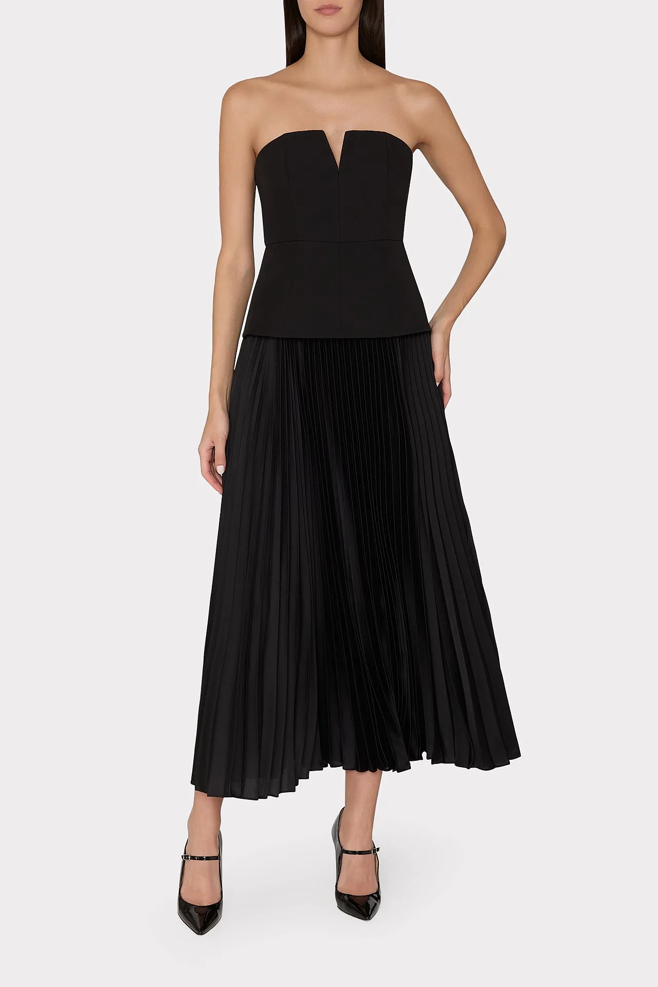 Novalee Strapless Pleated Maxi Dress