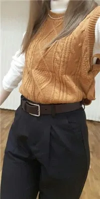 O-neck Autumn Winter Short Knitted Sleeveless Warm Casual oversize Pullover vest sweater