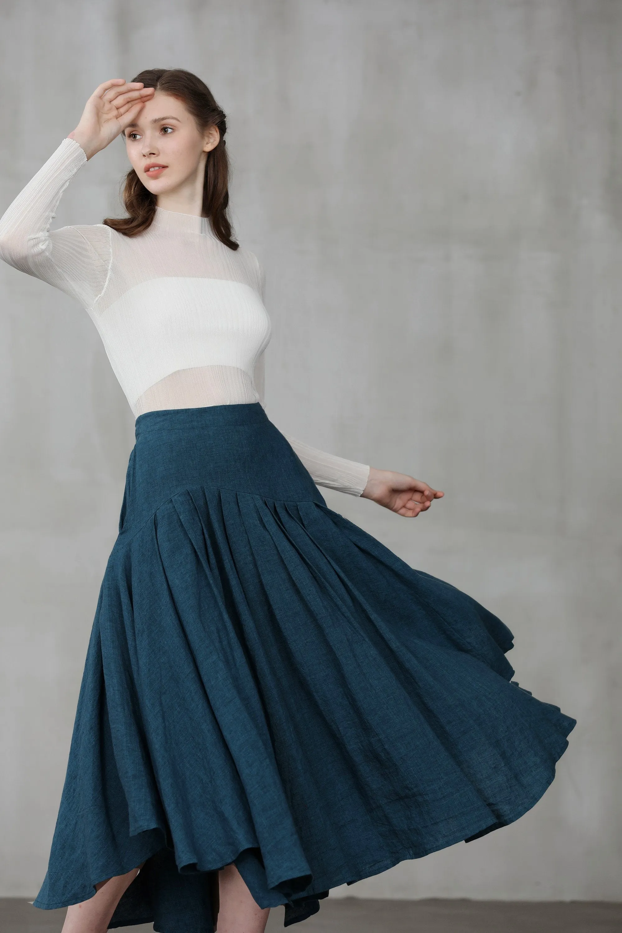 Opera 25 | peacock blue linen skirt