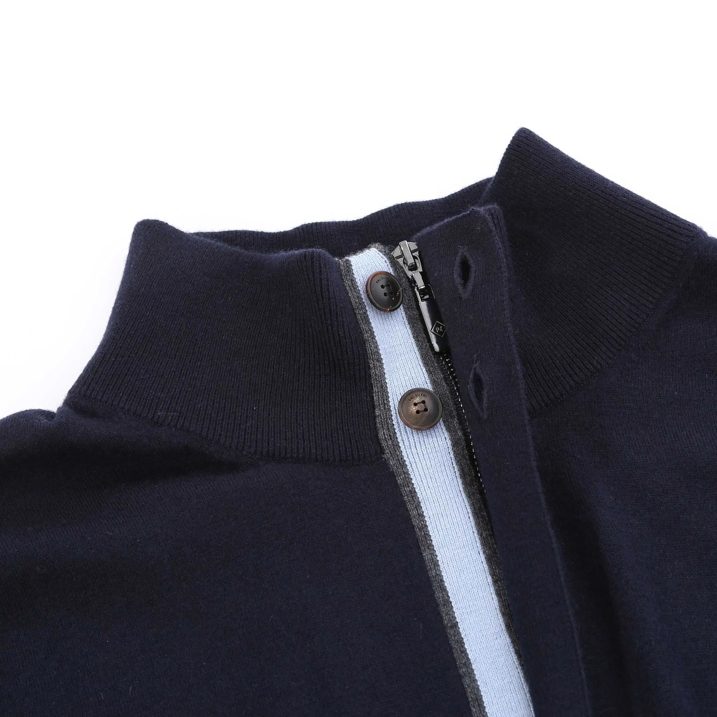 Pal Zileri 2 Button Quarter Zip Knitwear in Navy