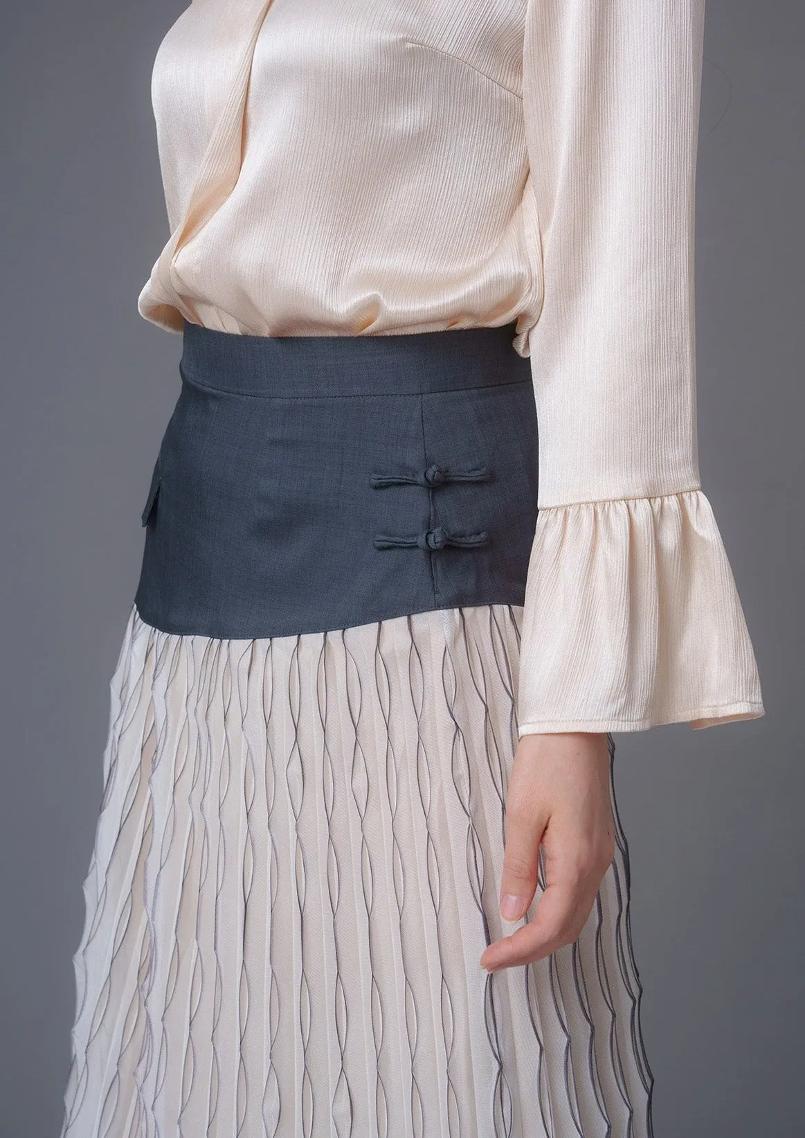 Pleated Chiffon Pankou Skirt