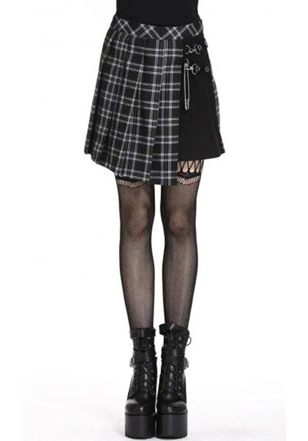 Pleated Grid Irregular [Black] | HEM SKIRT