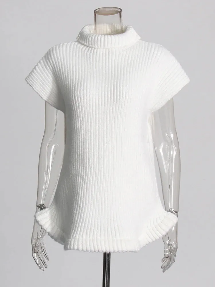 Pre Order:  Elegant Turtleneck Sleeveless Knitted Top