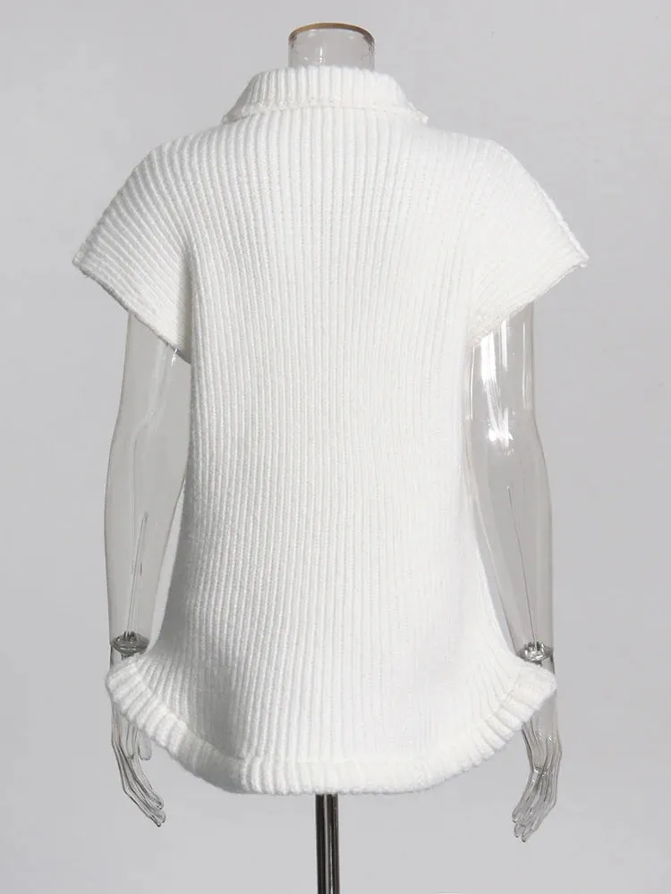 Pre Order:  Elegant Turtleneck Sleeveless Knitted Top