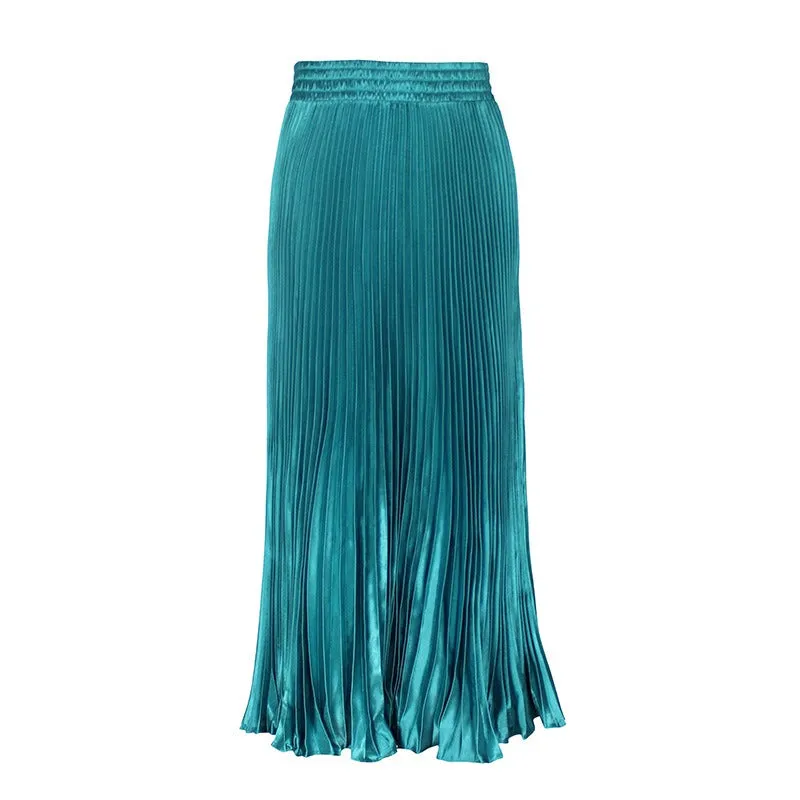 Pre Order:  Glossy Pleated Accordion Skirt