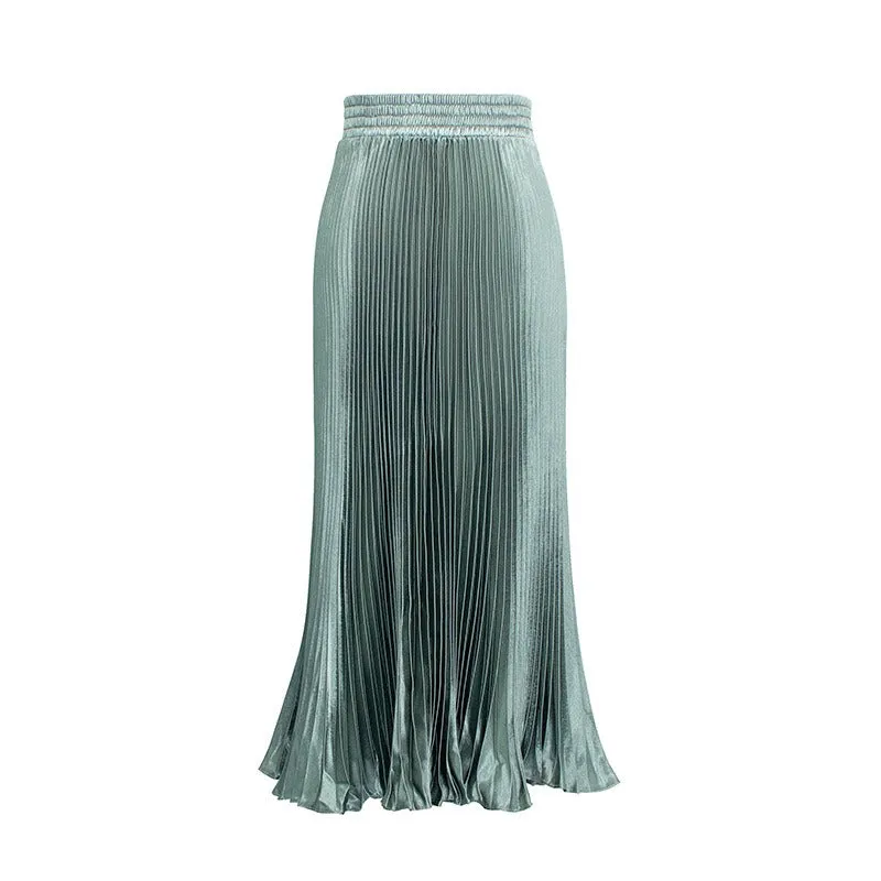 Pre Order:  Glossy Pleated Accordion Skirt