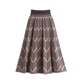 Pre Order:  Knitted Wave Stripes Pleated Skirt