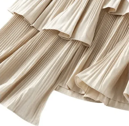 Pre Order:  Pleated Ruffles Layered Midi Skirt