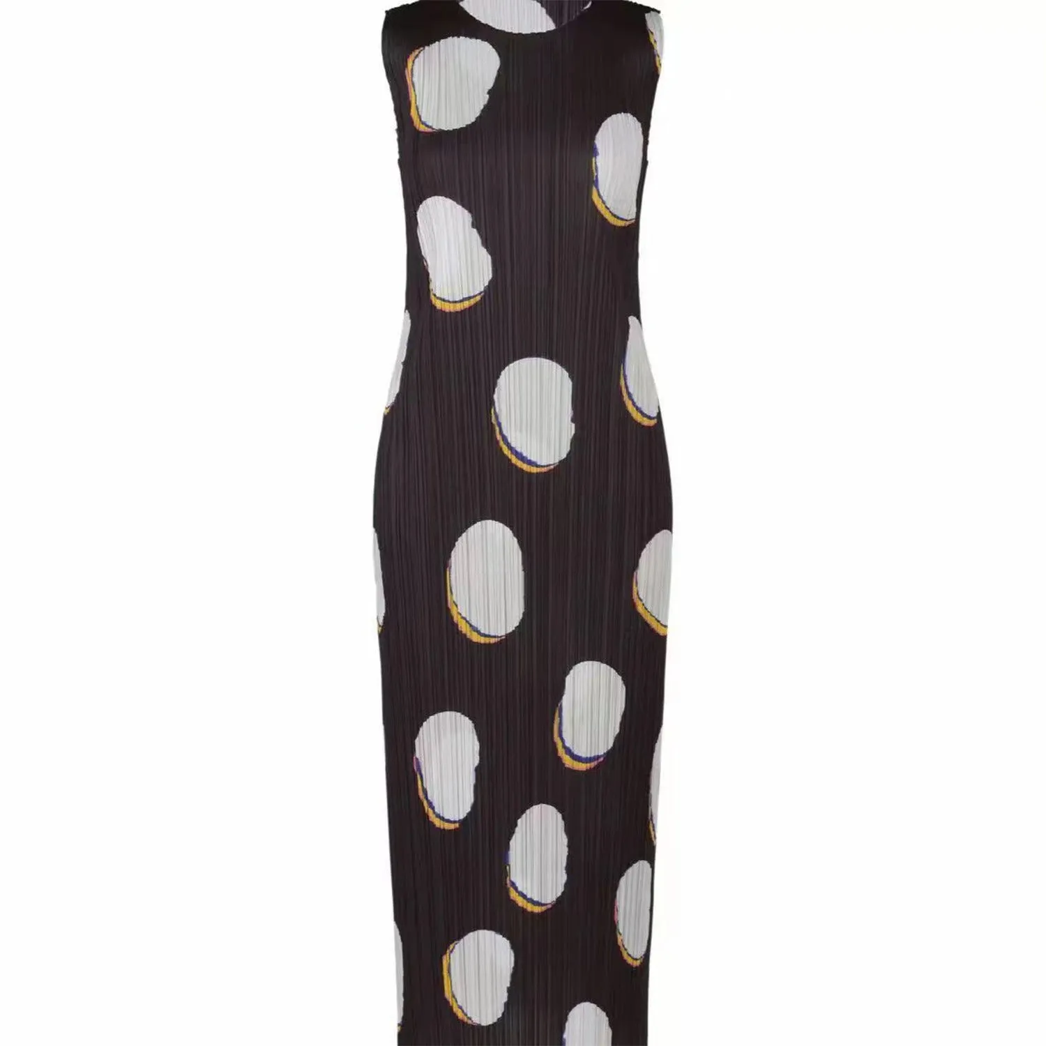 Pre Order:  Polka Dot Pleated Sleeveless Dress