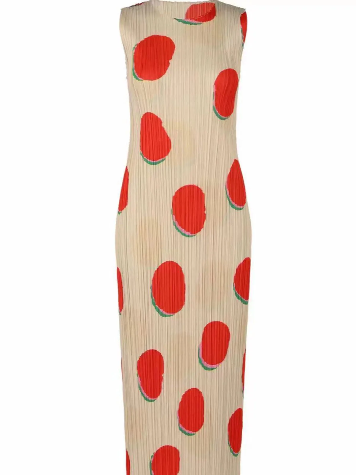 Pre Order:  Polka Dot Pleated Sleeveless Dress