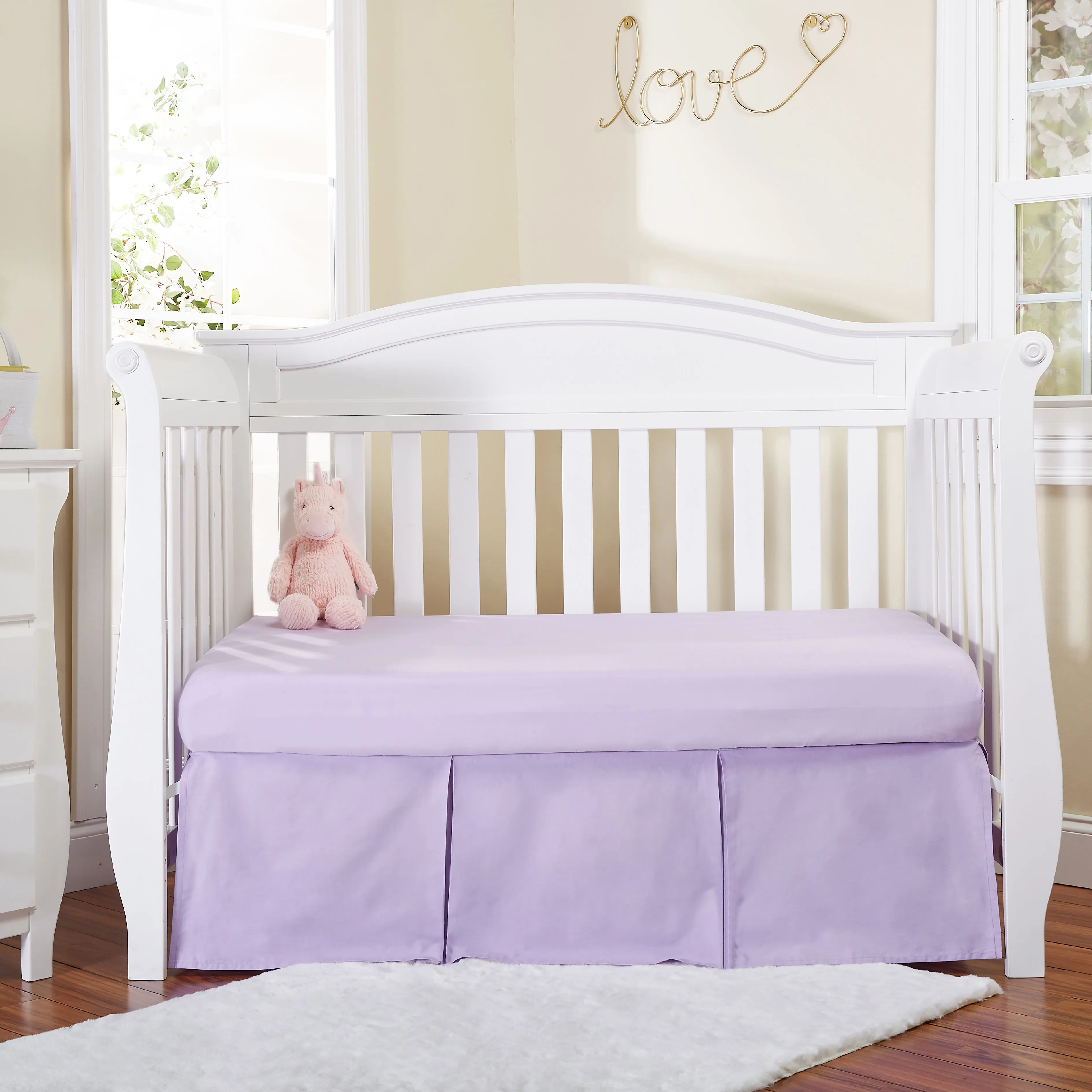 Purple Pleated Crib Skirt