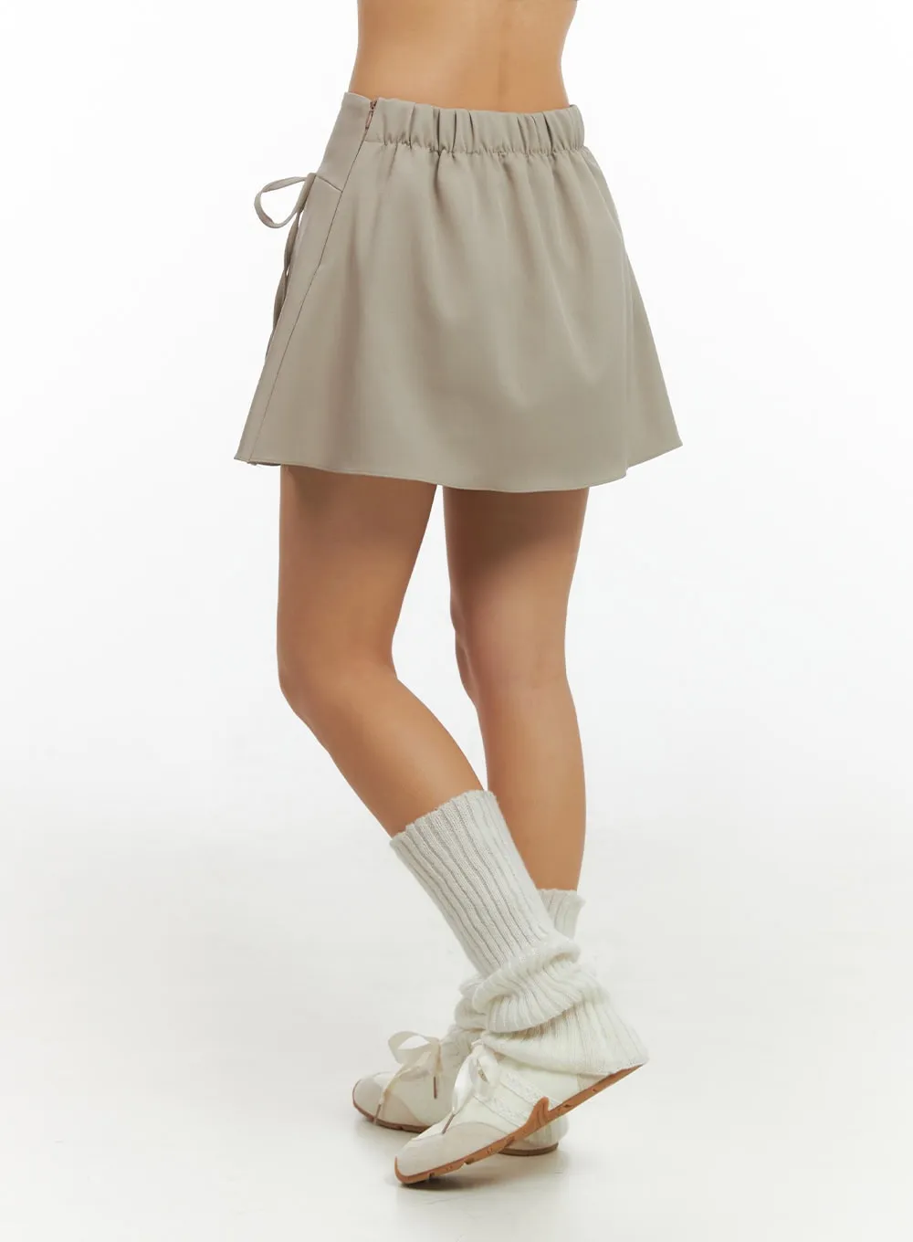 Ribbon Pleated Mini Skirt IS402