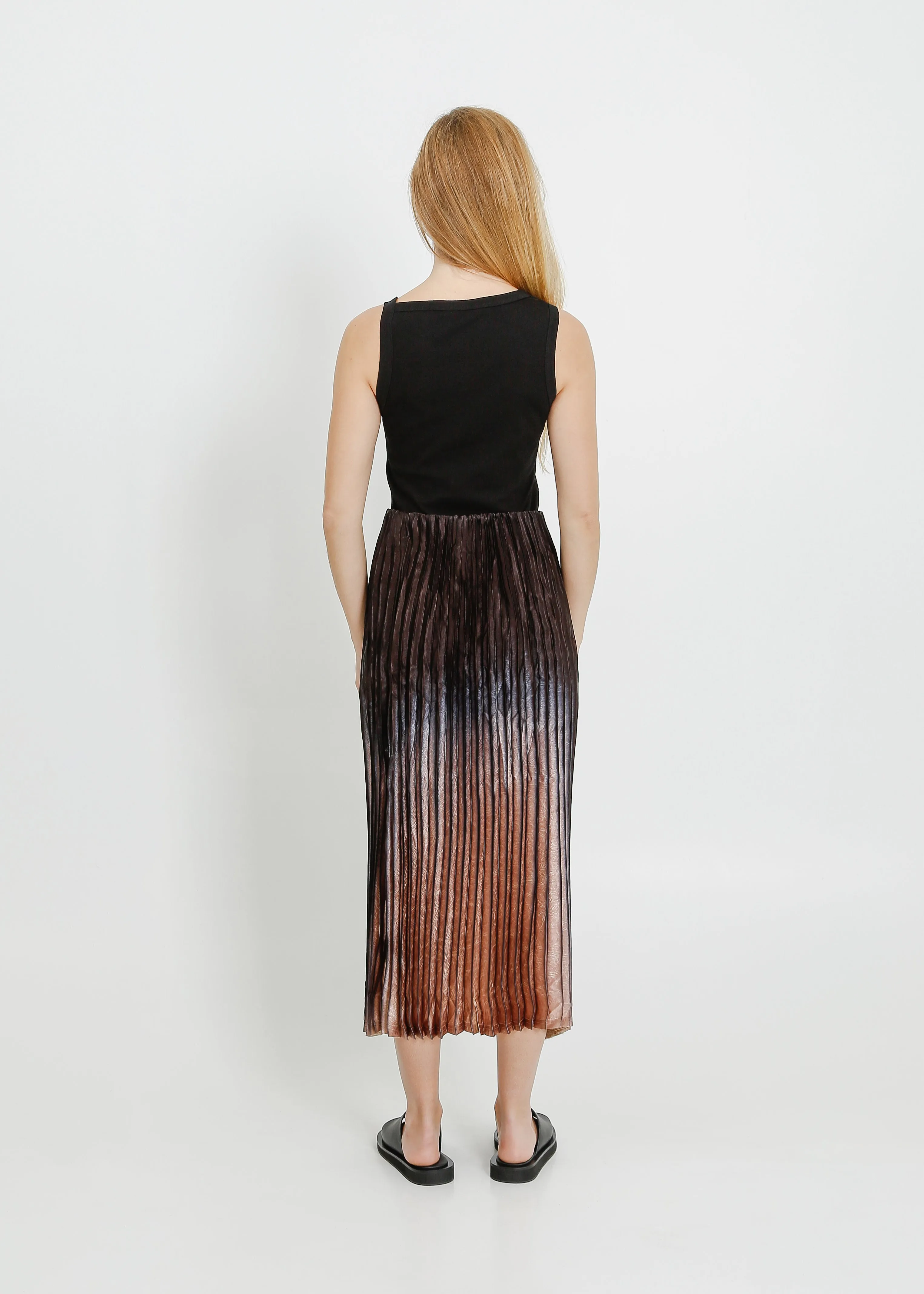 RILO PLEAT SKIRT / CHARCOAL-BEIGE