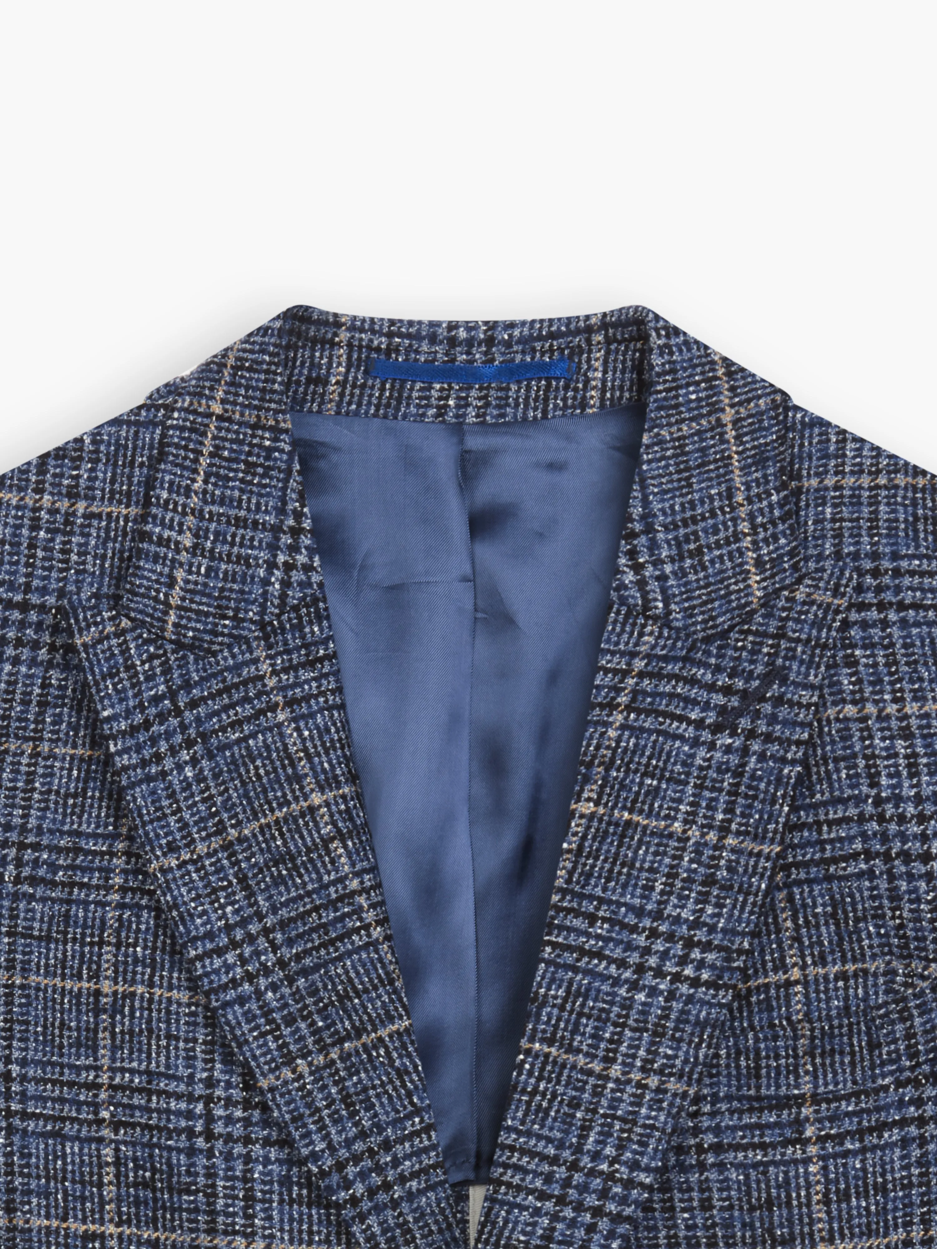 Rivington Wool Silk Slim Fit Blue Checked Jacket