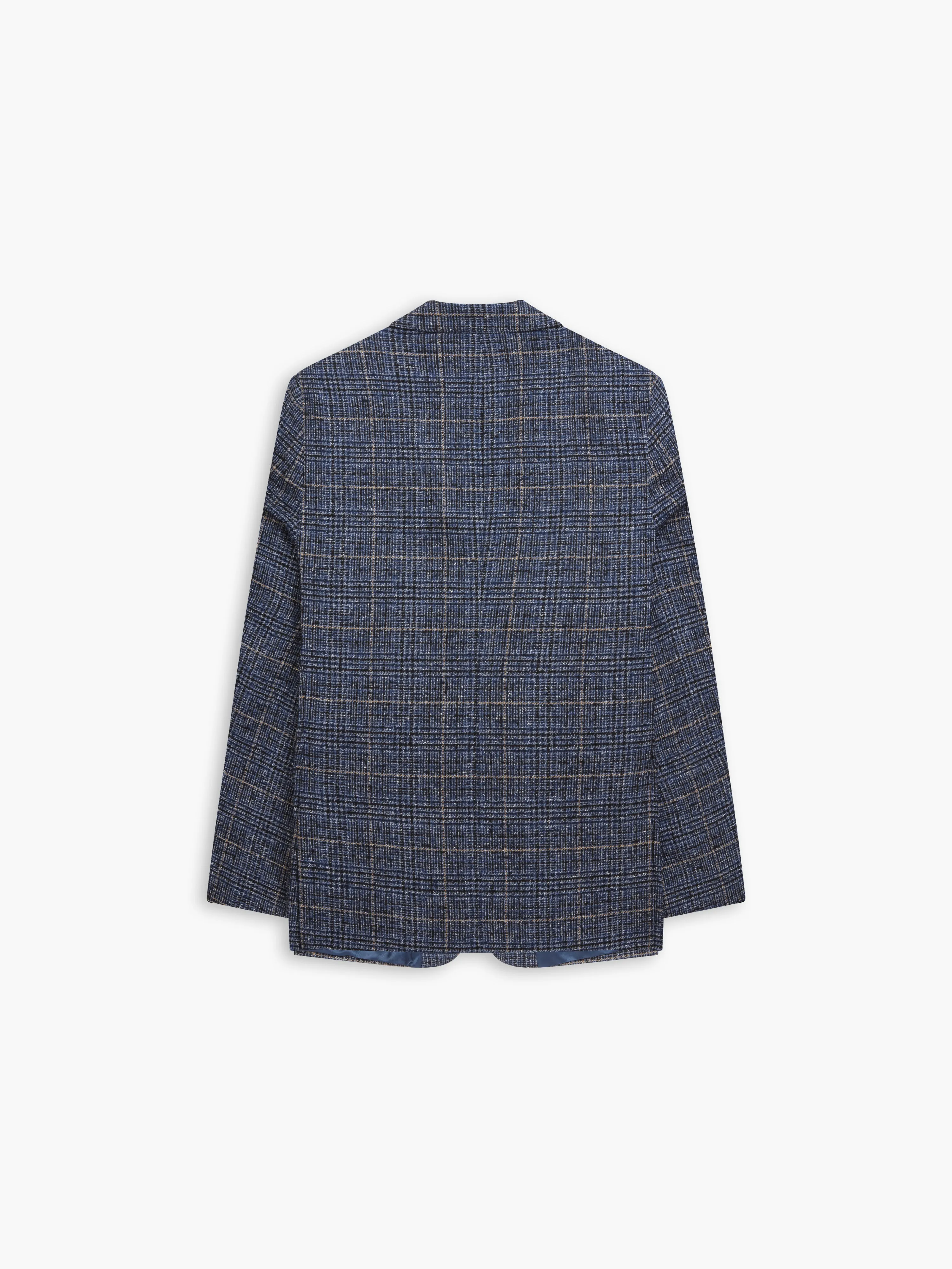 Rivington Wool Silk Slim Fit Blue Checked Jacket