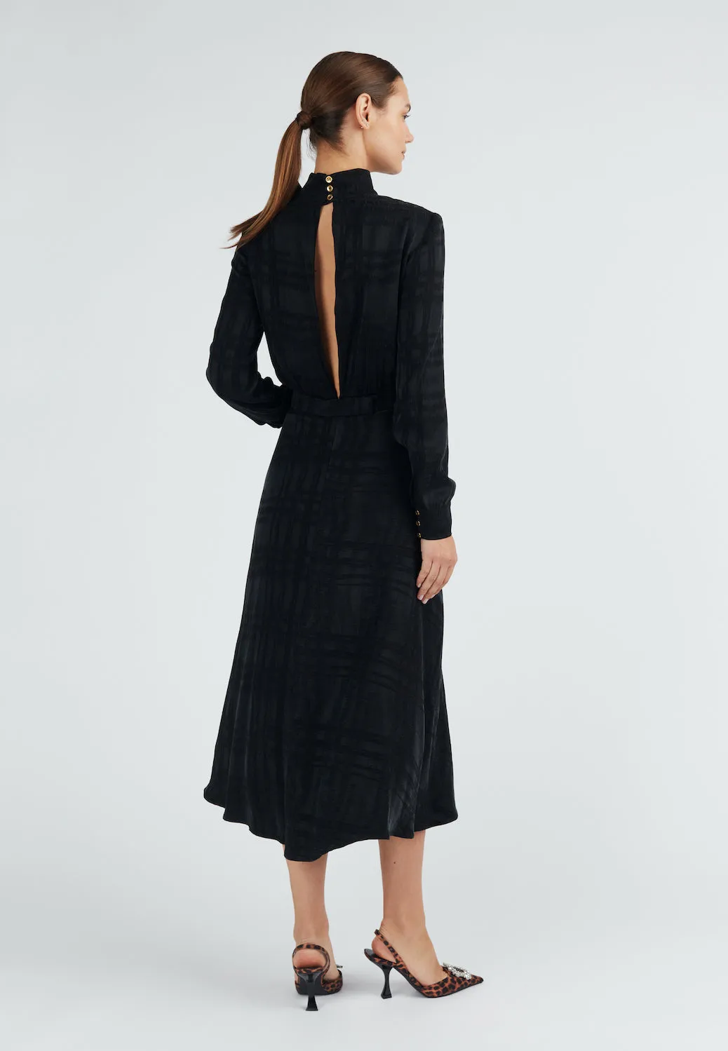 ROMEE black open back turtleneck dress