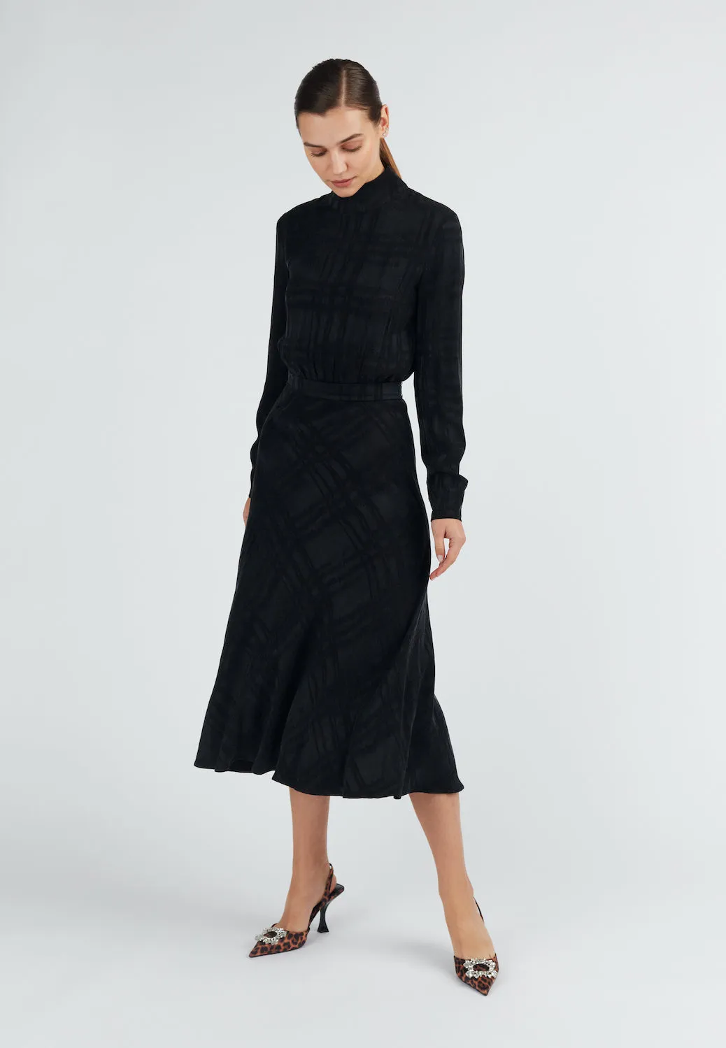 ROMEE black open back turtleneck dress